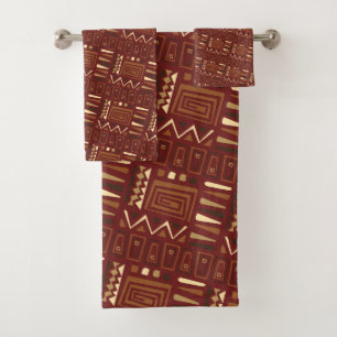 Rich African Tribal Geometric Pattern Design Bath Towel Set