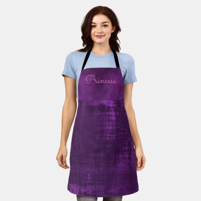 Rich Amethyst Purple Velvet Satin Textured look Apron (Worn)
