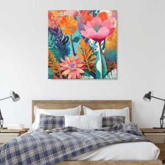 Rich and Vibrant Floral Acrylic Bold Botanical  Canvas Print