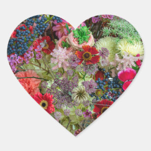Rich Autumn Floral Bouquet with Gerberas and Berri Heart Sticker