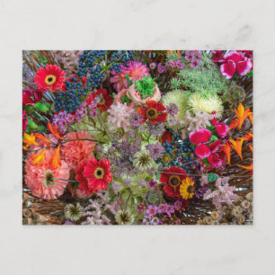 Rich Autumn Floral Bouquet with Gerberas and Berri Postcard