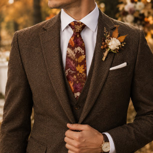 Rich Autumn Floral Deep Burgundy Tie