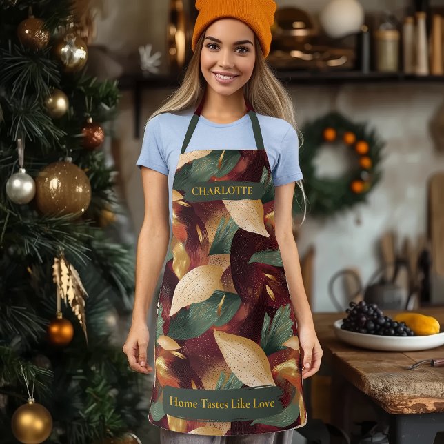 Rich Autumn Leaves Apron with Custom Name (Creator Uploaded)