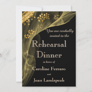 Rich Black & Gold Dinner Rehearsal Invitation