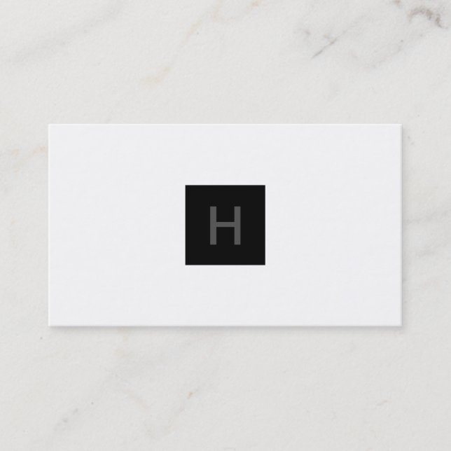 Rich Black Monogram Square Business Card (Front)