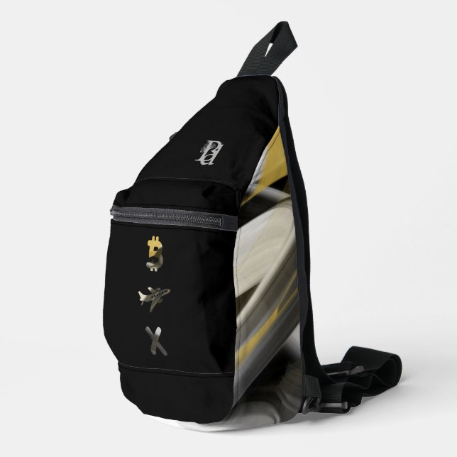RICH Black Sling Bag Trend Abstract Art  Gold (Right Corner)
