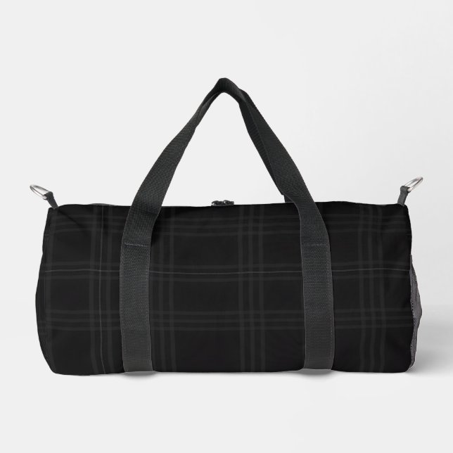 Rich Black Tones Scottish Tartan Plaid Pattern  Duffle Bag (Front)