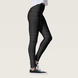 Rich Black Tones Scottish Tartan Plaid Pattern Leggings