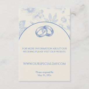 Rich Blue French Floral Toile Floral Enclosure Card