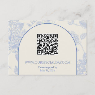 Rich Blue French Floral Toile Floral Enclosure Card