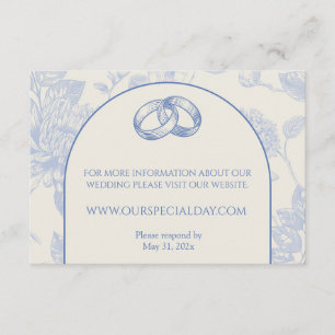 Rich Blue French Floral Toile Floral Enclosure Card