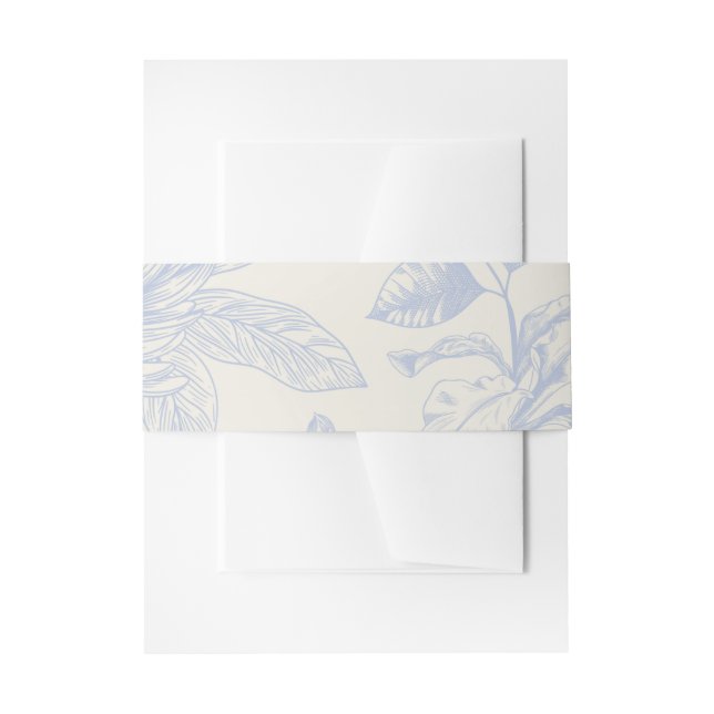 Rich Blue French Floral Toile Floral Invitation Belly Band (Front Example)