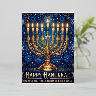 Rich Blue & Gold Jewelled Hanukkah