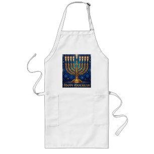 Rich Blue & Gold Jewelled Hanukkah Long Apron