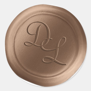 Rich Bronze 2 Letter Monogram Wax Seal Stickers