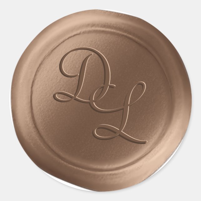 Rich Bronze 2 Letter Monogram Wax Seal Stickers (Front)