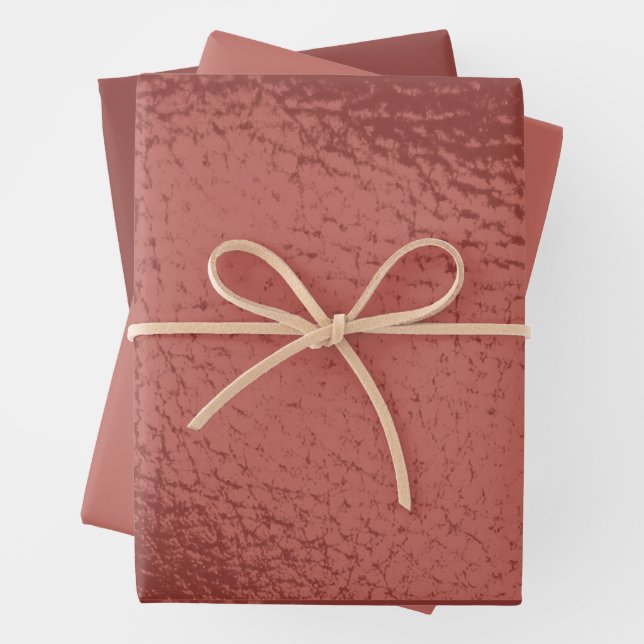 Rich Bronze Faux Leather Design Wrapping Paper Sheet (In situ)