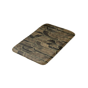 Rich Brown and Gold Art Deco Pattern Bath Mat