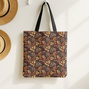 Rich Brown Golden Rustic Burnt Orange Fall Leaf Tote Bag