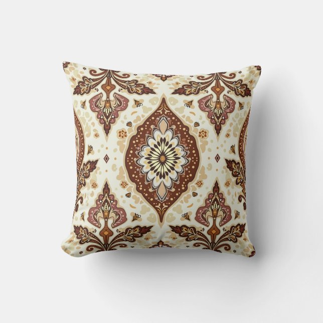 Rich Brown Paisley Cushion (Front)