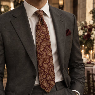 Rich Burgundy & Gold Paisley Tie