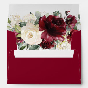 Rich Burgundy Ivory 5x7 Card Wedding A7 Envelope