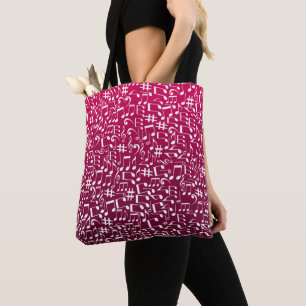 Rich Burgundy Red Purple w Dancing Music Notes Tote Bag