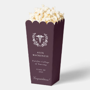 Rich Burgundy Registered Nurse+Caduceus Graduation Favour Box