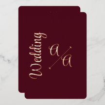 Rich Burgundy Solid Colour Rose Gold Foil Wedding