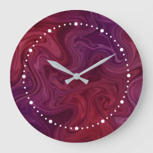 Rich Burgundy Wine Purple Organic Flow  Large Clock