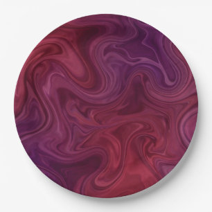 Rich Burgundy Wine Purple Organic Flow Paper Plate
