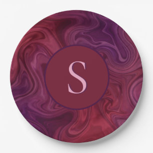 Rich Burgundy Wine Purple Organic Flow Paper Plate