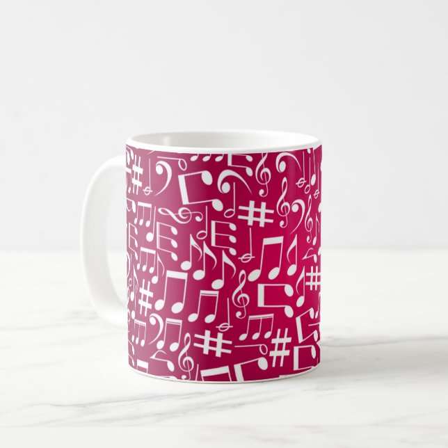 Rich Burgundy Wine w Dancing Music Notes Coffee Mug (Front Left)
