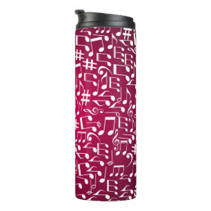 Rich Burgundy Wine w Dancing Music Notes Thermal Tumbler