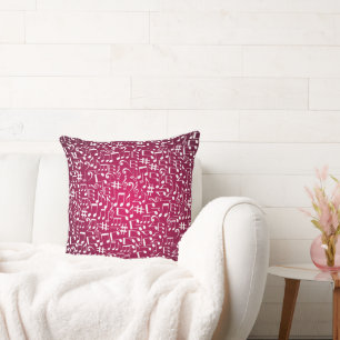 Rich Burgundy Wine w White Music Notes Cushion