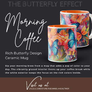 Rich Butterfly Design Ceramic Mug