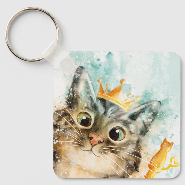 Rich cat with crown and skepter key ring (Front)