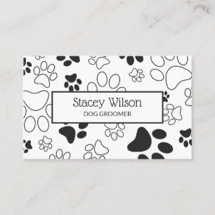 Rich Charcoal Paw Print Dog Walker   Pet Sitter Business Card