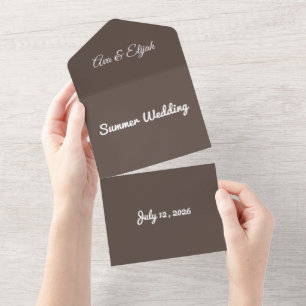 Rich Chocolate Brown Background – Wedding All In One Invitation