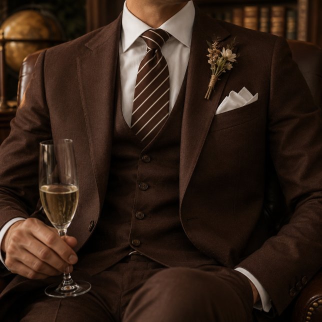 Rich Chocolate Brown Striped  Tie (Creator Uploaded)