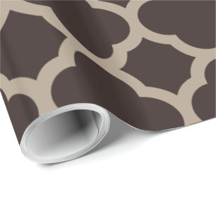 Rich Chocolate Mocha Quatrefoil Pattern Wrapping Paper