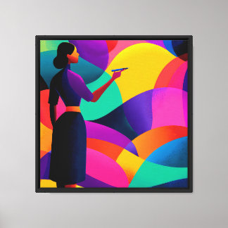 Rich Color Blocking Abstract Marker Canvas Print