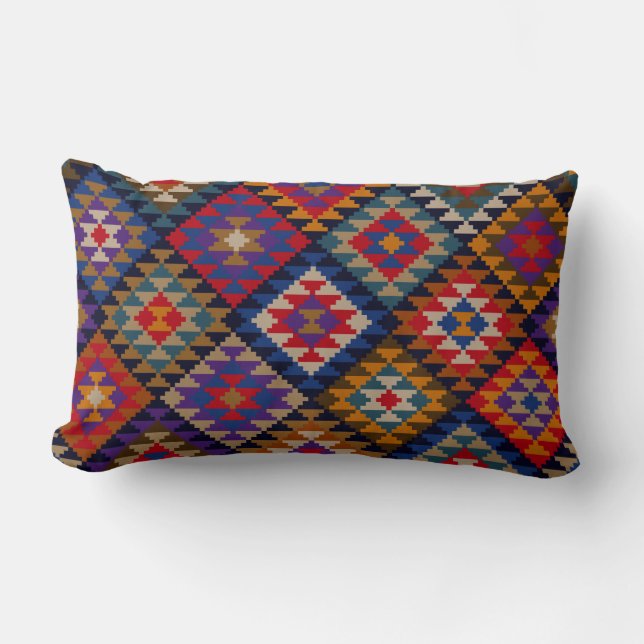 Rich Coloured Indian Pattern Lumbar Cushion (Front)