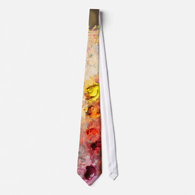 Rich Colourful Artists Oil Paint Palette Tie (Front)