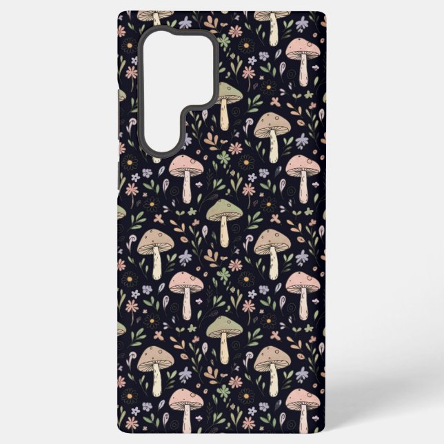Rich Dark Fungi Seamless Pattern Goblincore Samsung Galaxy S22 Ultra Case (Back)