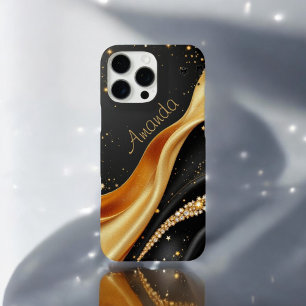Rich dark golden flowers iPhone 16 pro max case