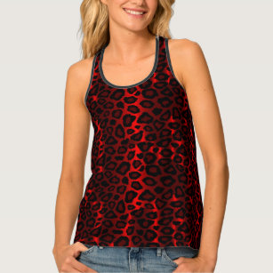Rich Deep Red and Black Leopard Print Singlet