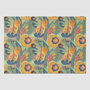 Rich earth tones exotic flowers seamless pattern tissue paper