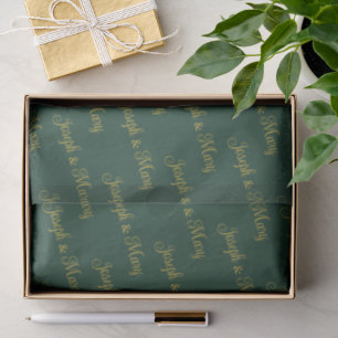 Rich Emerald Green & Elegant Gold Script Wedding Tissue Paper