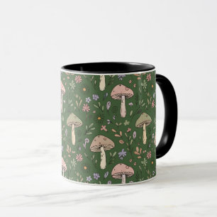 Rich Emerald Green Fungi Seamless Pattern Luxury Mug